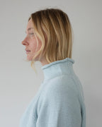 Adair - Wool Mock Neck Sweater in Blue Sky