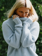 Adair - Wool Mock Neck Sweater in Blue Sky